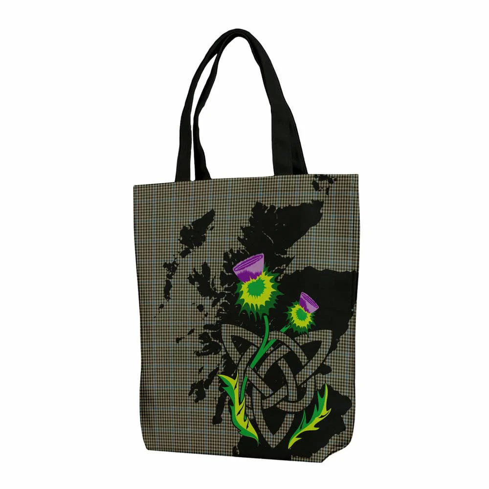 Scottish Haig Check Tartan Canvas Bag With Shoulder Strap With Thistle