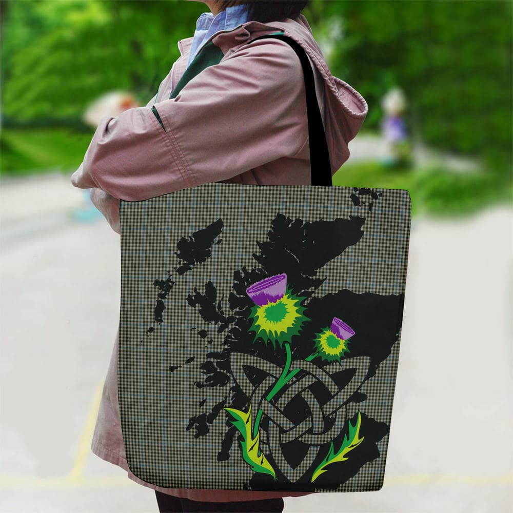 Scottish Haig Check Tartan Canvas Bag With Shoulder Strap With Thistle - Image 2