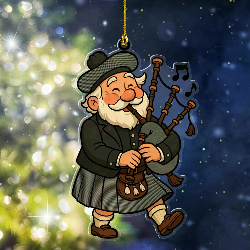 Scottish Haig Check Tartan Ornament Scottish Santa In Kilt