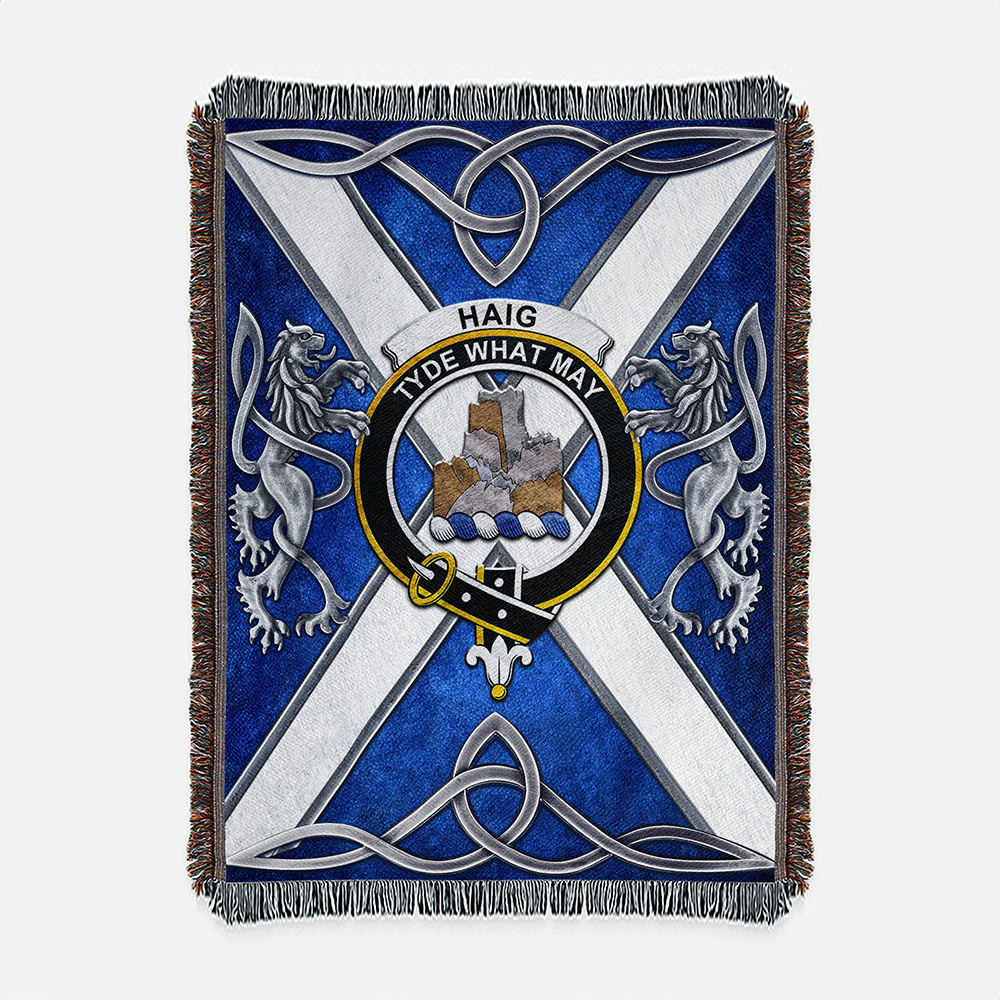 Scottish Haig Clan Badge Woven Blanket Silver Rampant Lion Emblem
