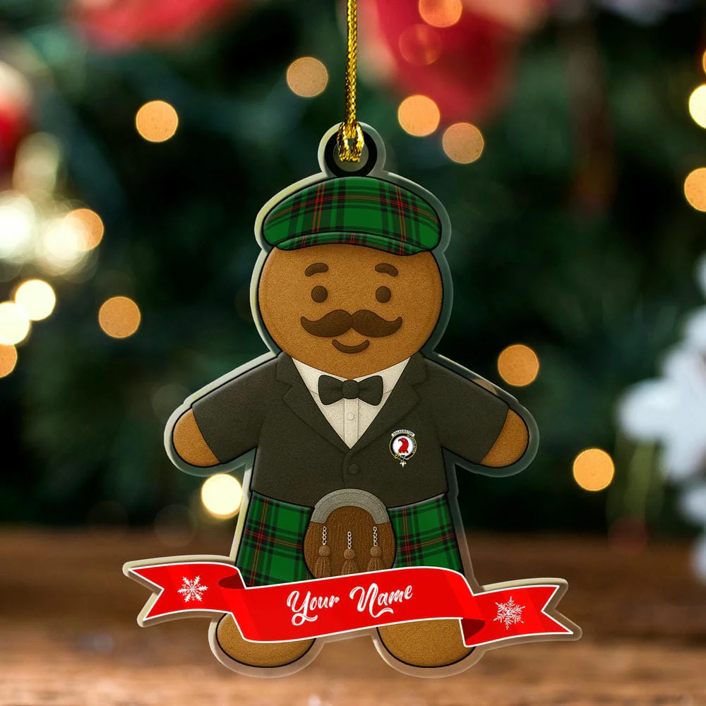 Scottish Halkerston Clan Badge Tartan Ornament Custom Gingerbread Scotsman