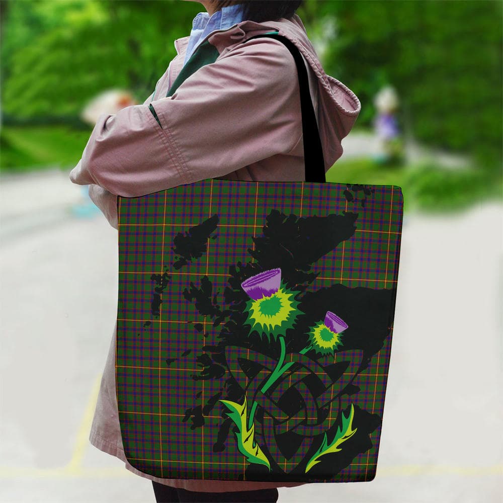 Scottish Hall Tartan Canvas Bag With Shoulder Strap With Thistle - Image 2