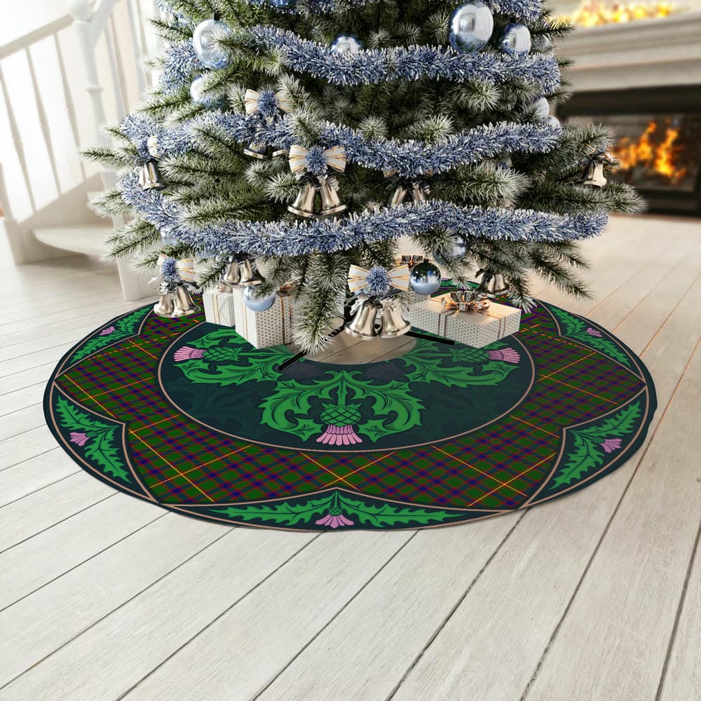 Scottish Hall Tartan Christmas Tree Skirt Old Scottish Thistle Flower - Image 3
