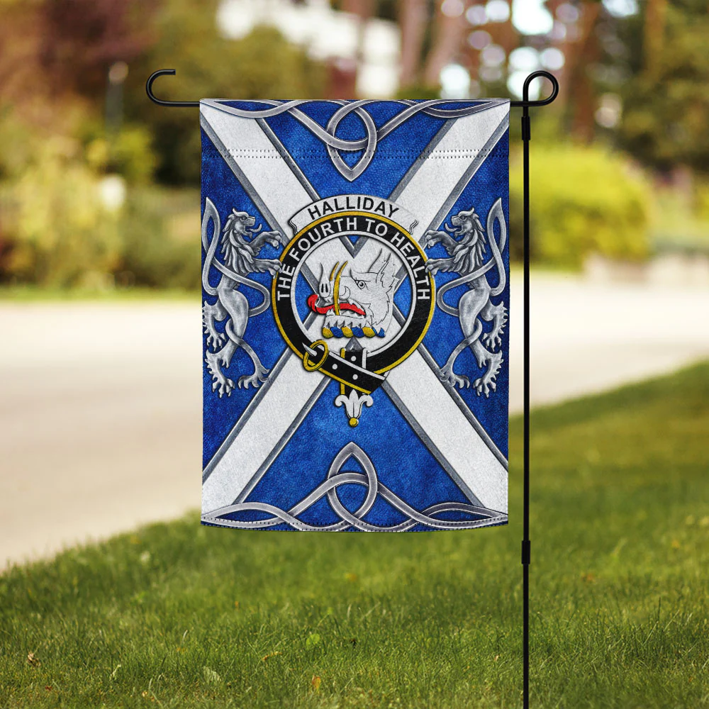 Scottish Halliday Clan Badge Garden Flag Silver Rampant Lion Emblem - Image 3
