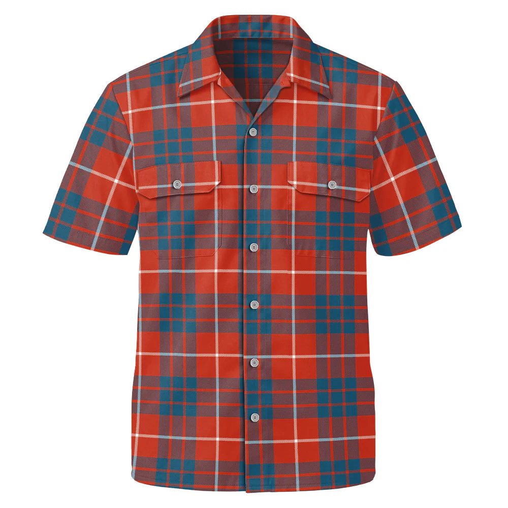 Scottish Hamilton Ancient Clan Badge Tartan Short Sleeve Work Shirt