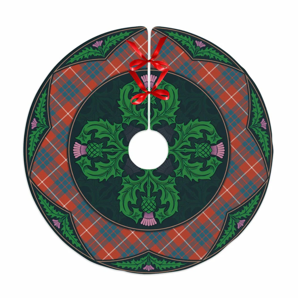 Scottish Hamilton Ancient Tartan Christmas Tree Skirt Old Scottish Thistle Flower