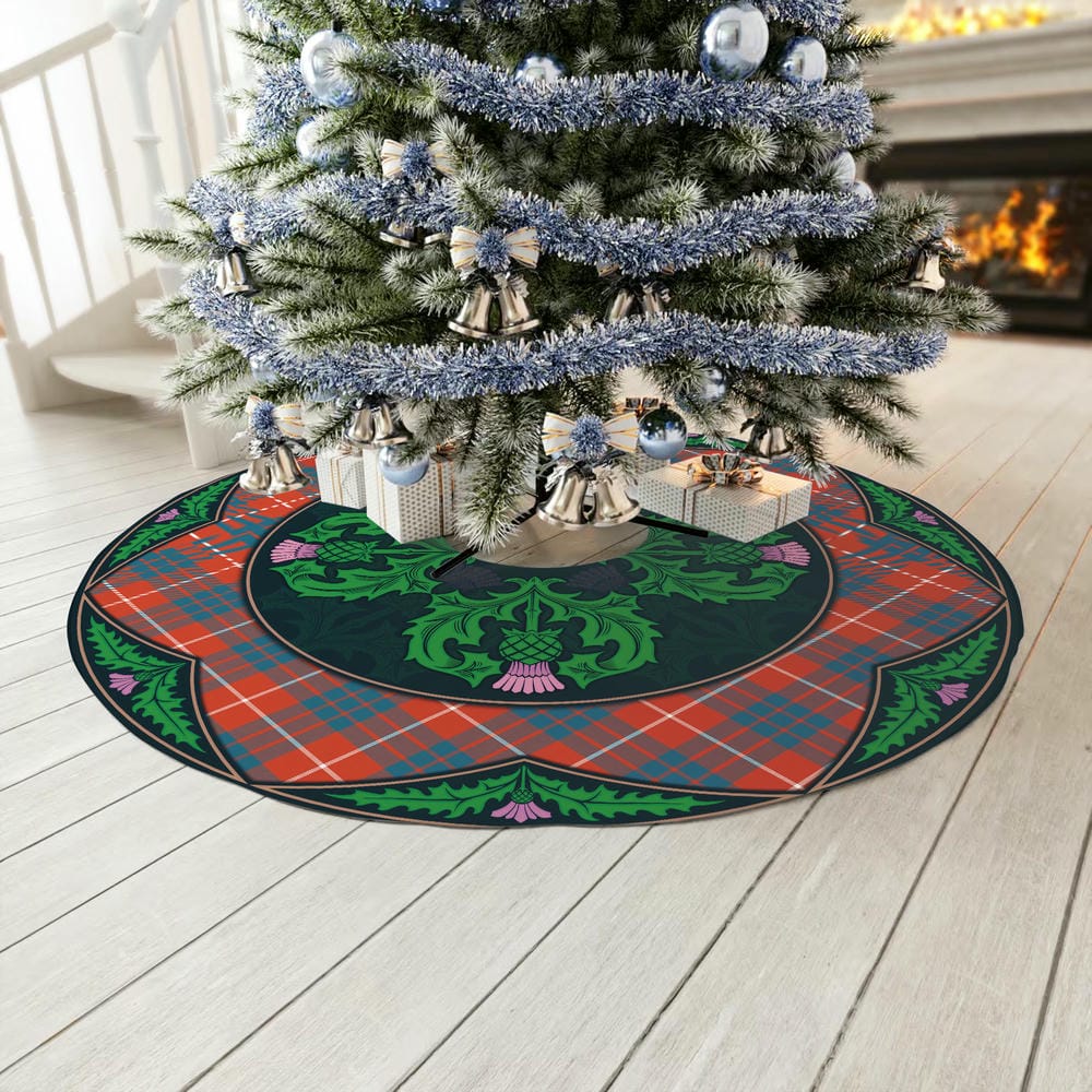 Scottish Hamilton Ancient Tartan Christmas Tree Skirt Old Scottish Thistle Flower - Image 3