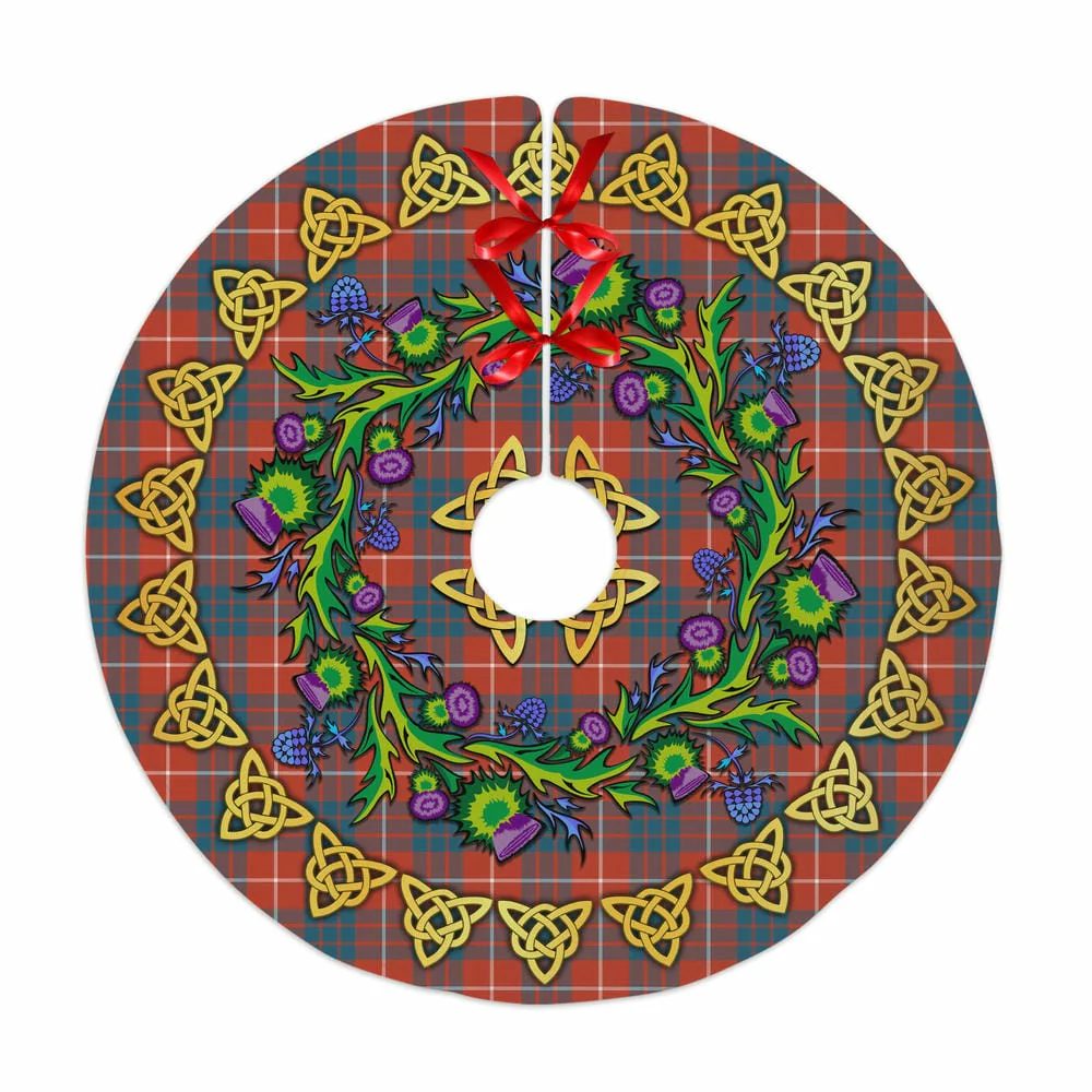 Scottish Hamilton Ancient Tartan Thistle Celtic Knot Christmas Tree Skirt