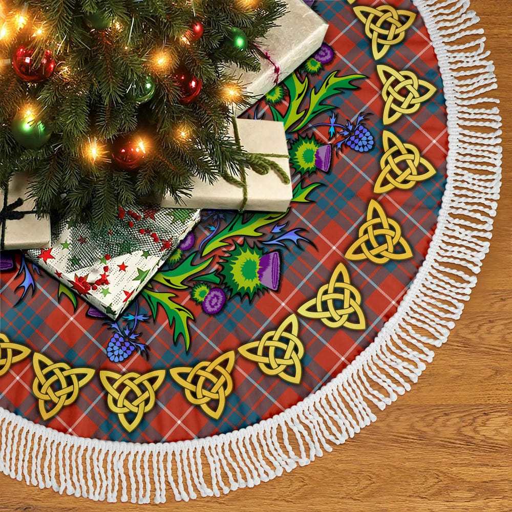Scottish Hamilton Ancient Tartan Thistle Celtic Knot Christmas Tree Skirt - Image 5