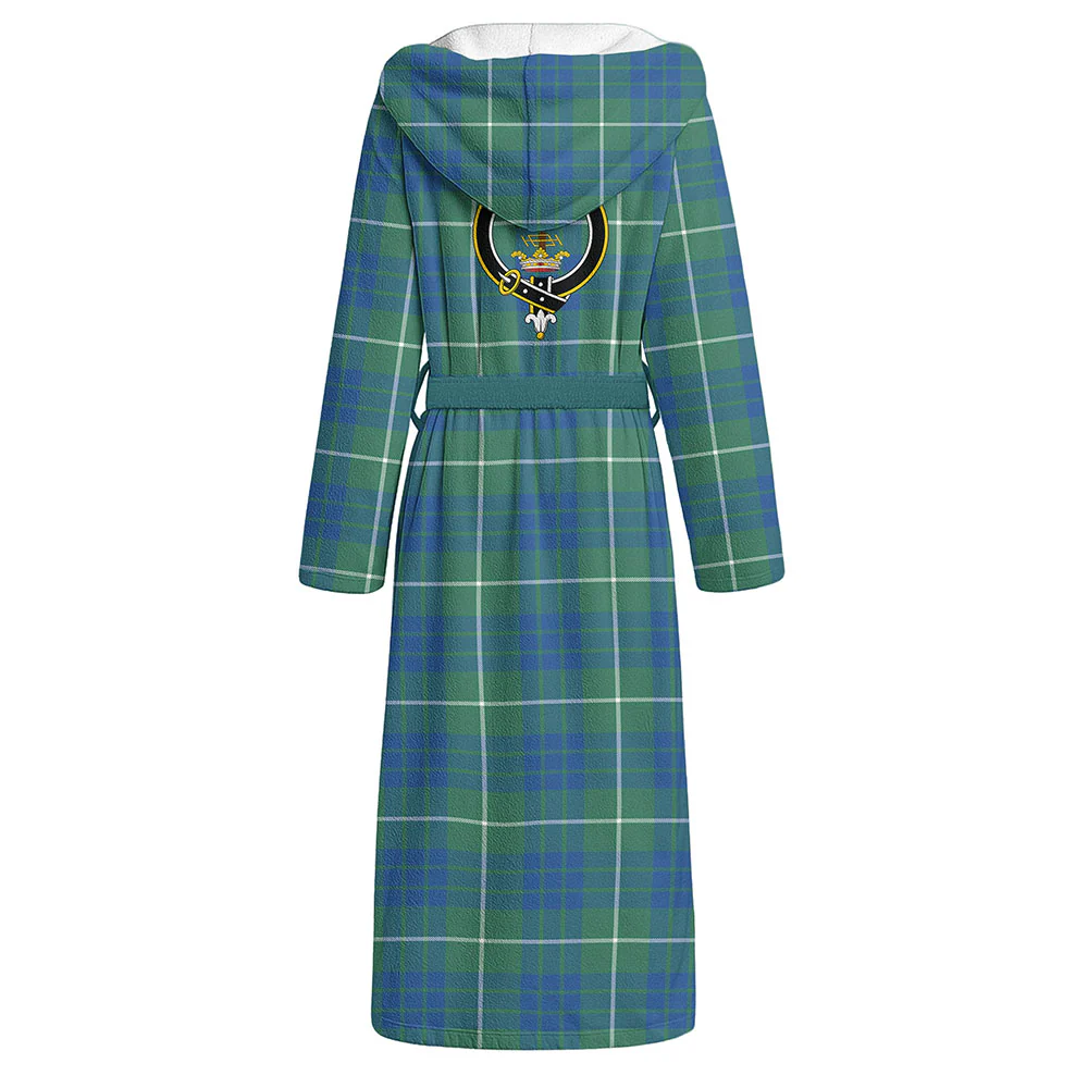 Scottish Hamilton Hunting Ancient Clan Badge Tartan Flannel Hooded Bathrobe - Image 3