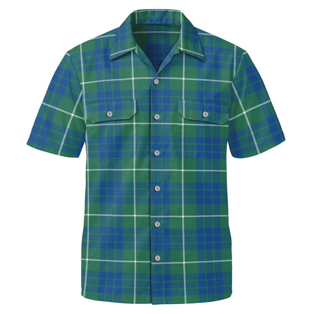 Scottish Hamilton Hunting Ancient Clan Badge Tartan Short Sleeve Work Shirt