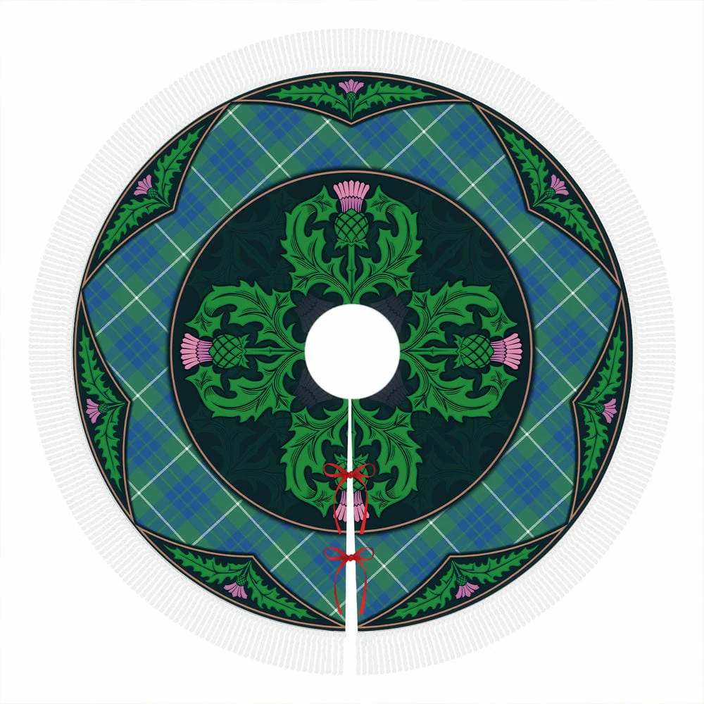 Scottish Hamilton Hunting Ancient Tartan Christmas Tree Skirt Old Scottish Thistle Flower - Image 4