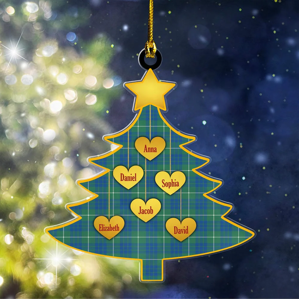 Scottish Hamilton Hunting Ancient Tartan Ornament Custom Family Christmas Tree