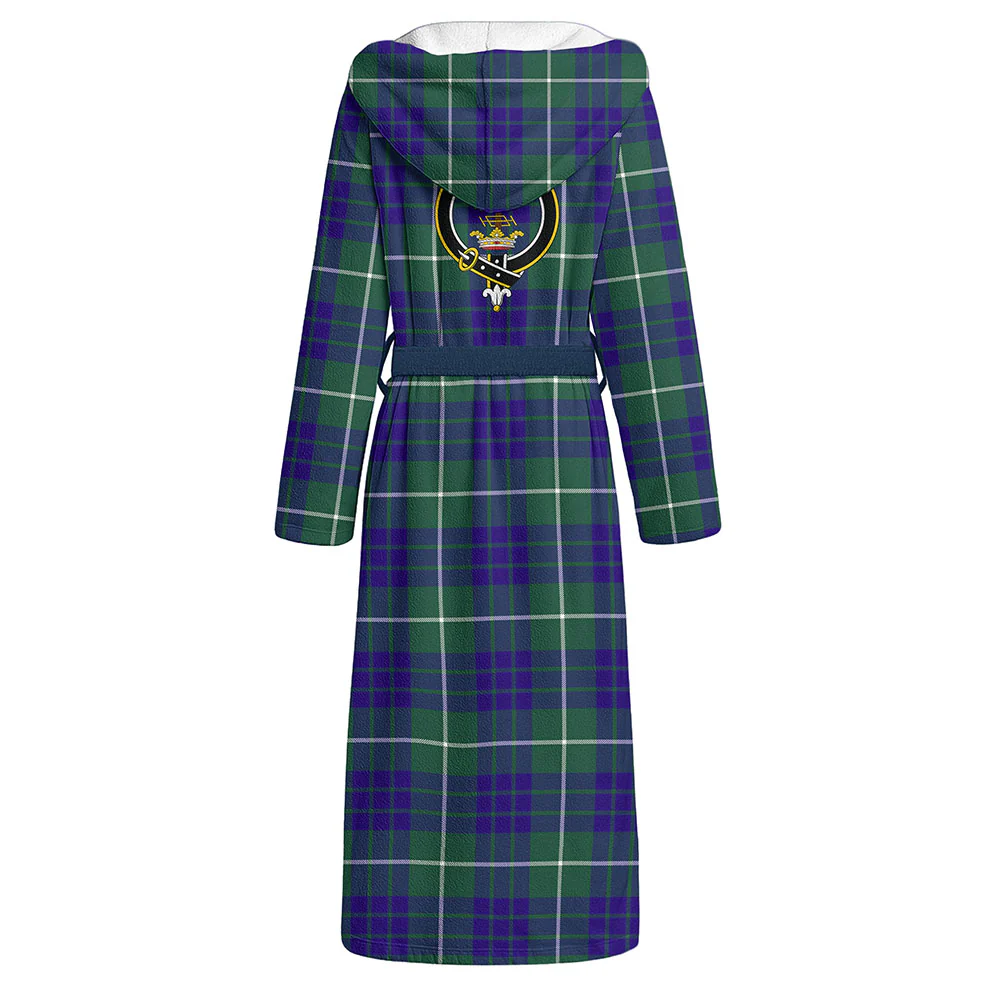 Scottish Hamilton Hunting Modern Clan Badge Tartan Flannel Hooded Bathrobe - Image 3