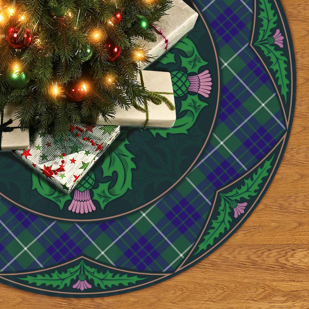 Scottish Hamilton Hunting Modern Tartan Christmas Tree Skirt Old Scottish Thistle Flower - Image 2
