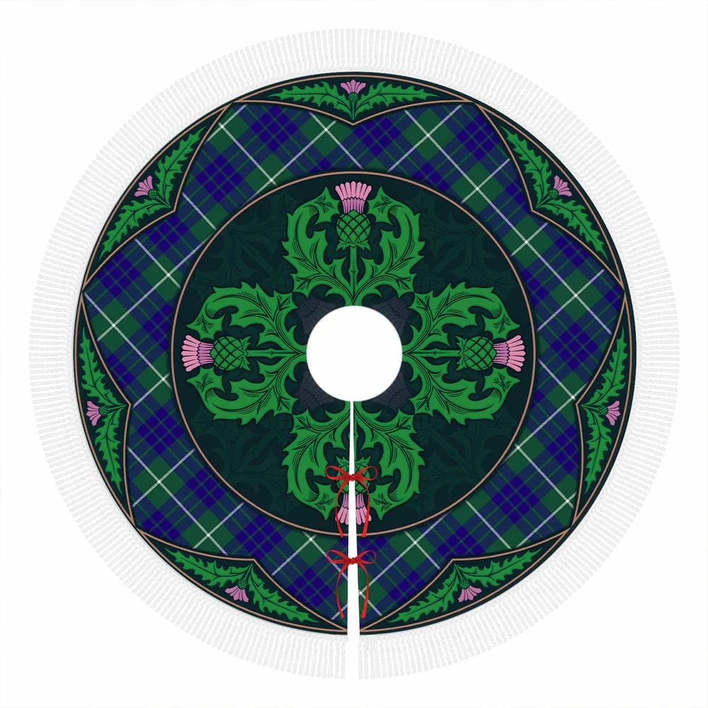 Scottish Hamilton Hunting Modern Tartan Christmas Tree Skirt Old Scottish Thistle Flower - Image 4