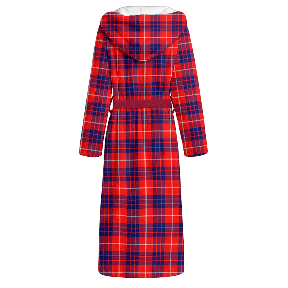 Scottish Hamilton Modern Clan Badge Tartan Flannel Hooded Bathrobe - Image 2