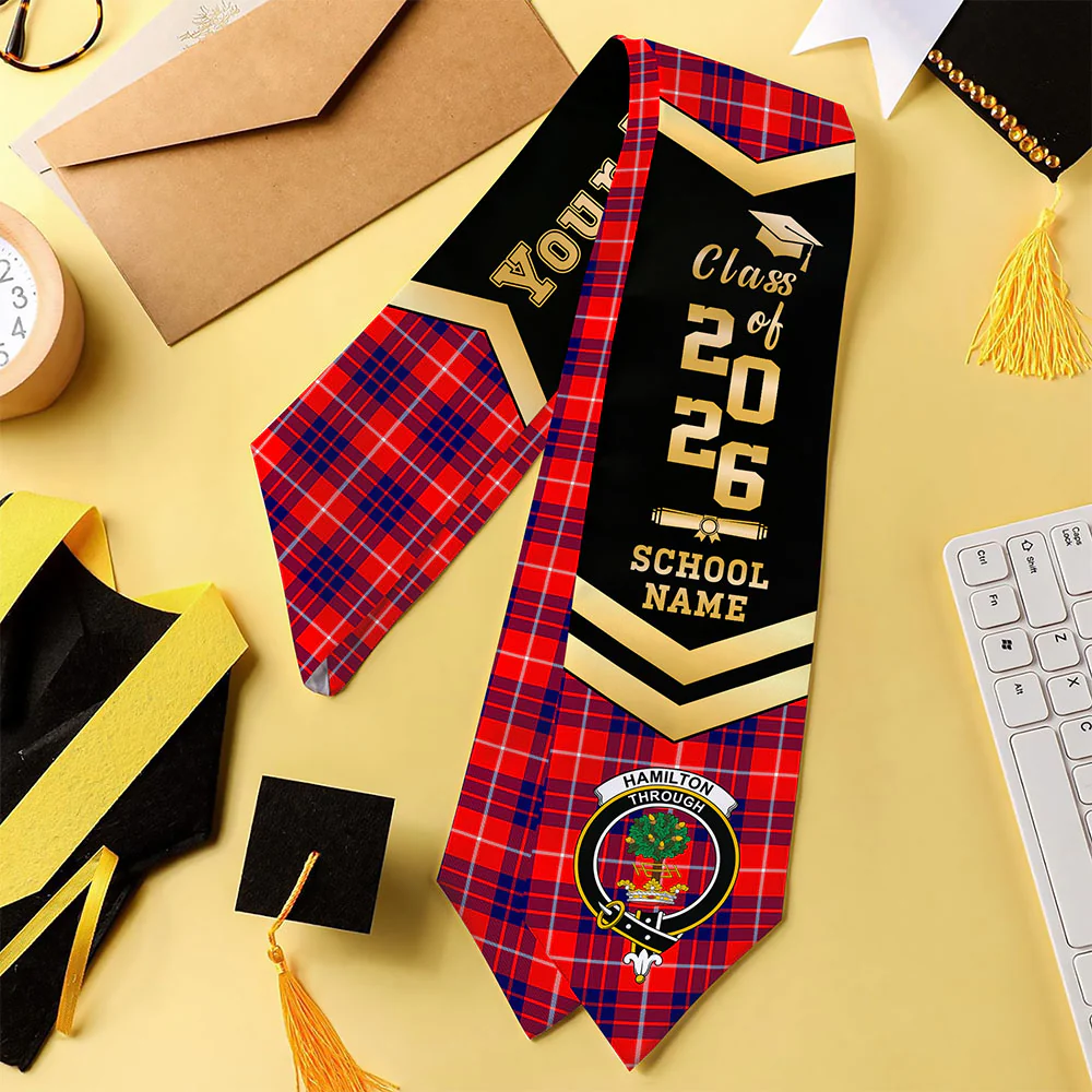 Scottish Hamilton Modern Clan Badge Tartan Graduation Stole Black Gold Honor - Image 4