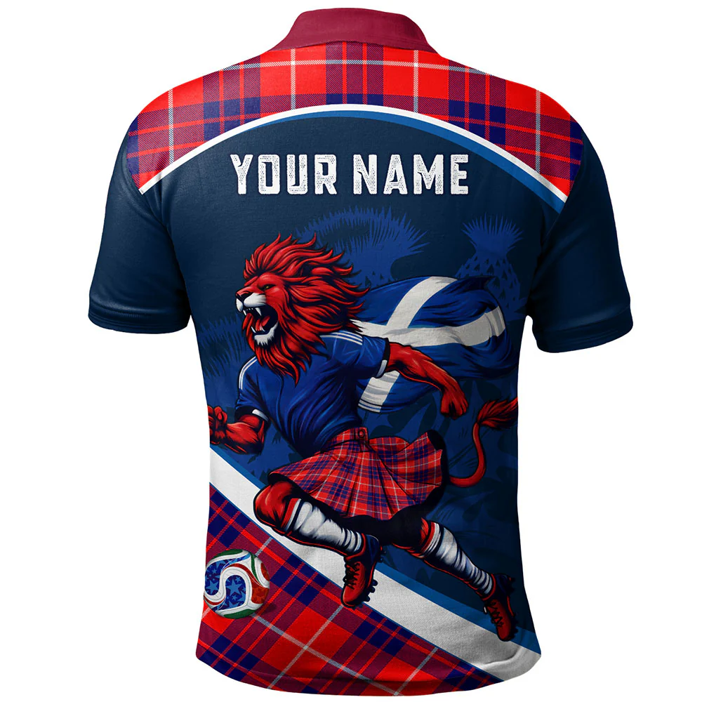 Scottish Hamilton Modern Clan Badge Tartan Polo Shirt Scotland Lion Brave Highland Spirit - Image 2