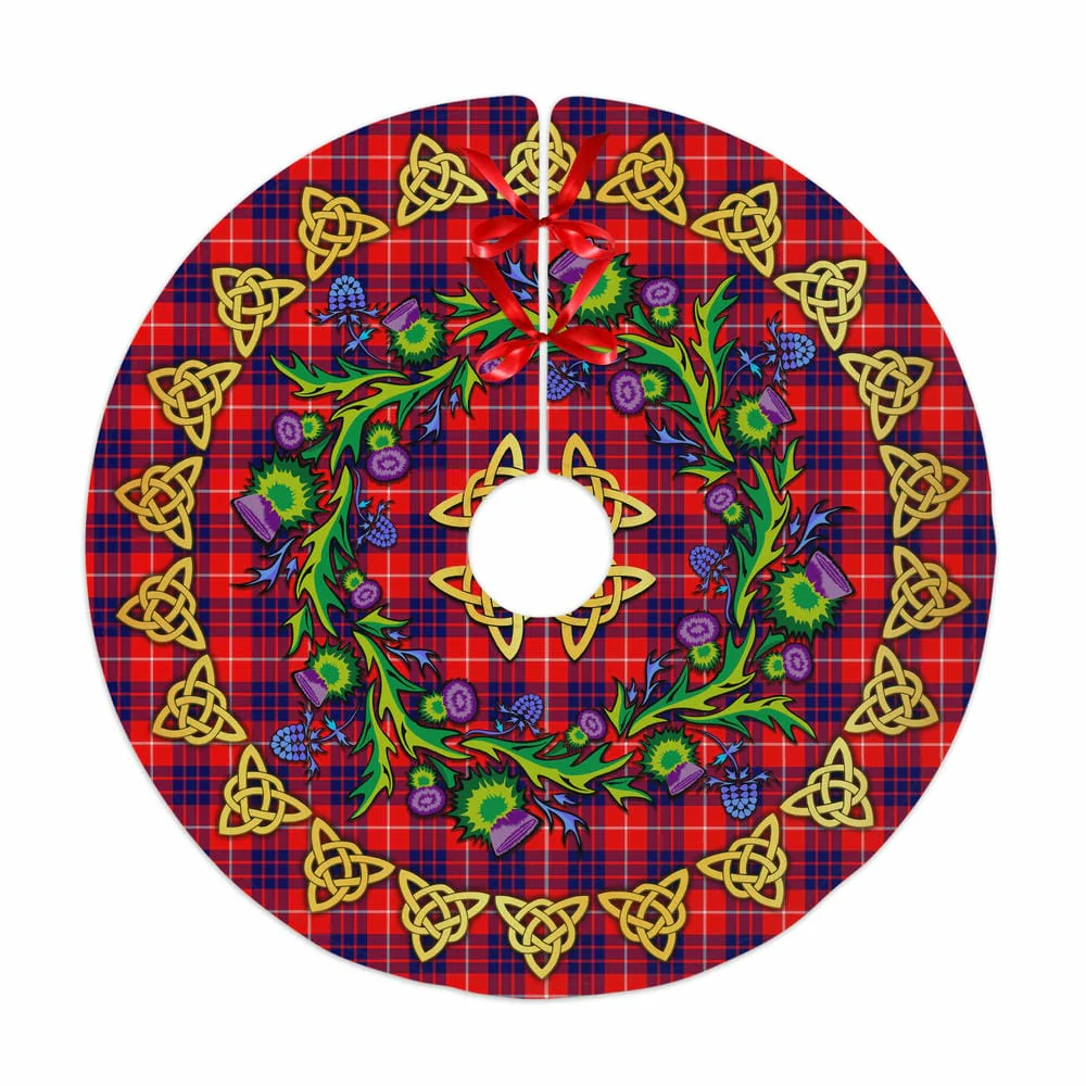 Scottish Hamilton Modern Tartan Thistle Celtic Knot Christmas Tree Skirt