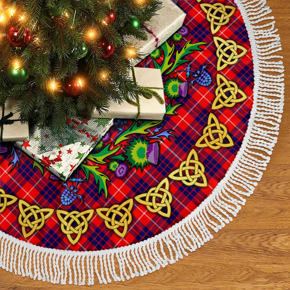 Scottish Hamilton Modern Tartan Thistle Celtic Knot Christmas Tree Skirt - Image 5
