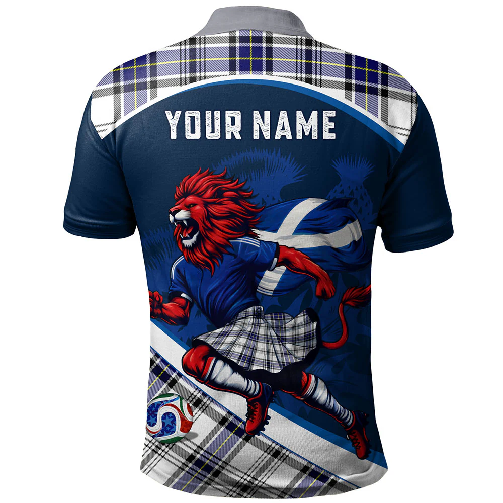 Scottish Hannay Modern Clan Badge Tartan Polo Shirt Scotland Lion Brave Highland Spirit - Image 2