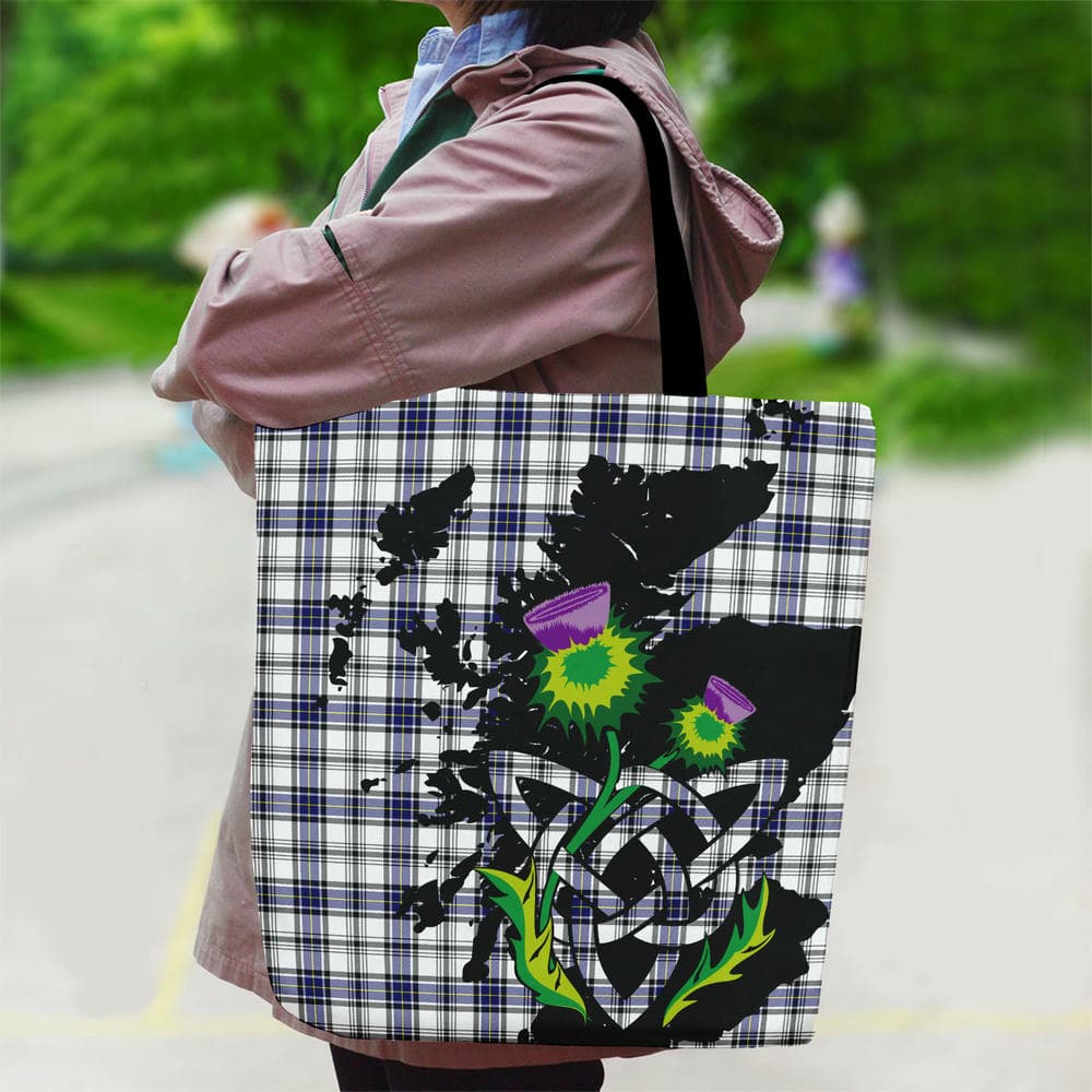 Scottish Hannay Modern Tartan Canvas Bag With Shoulder Strap With Thistle - Image 2