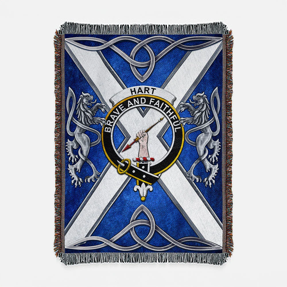 Scottish Hart Clan Badge Woven Blanket Silver Rampant Lion Emblem