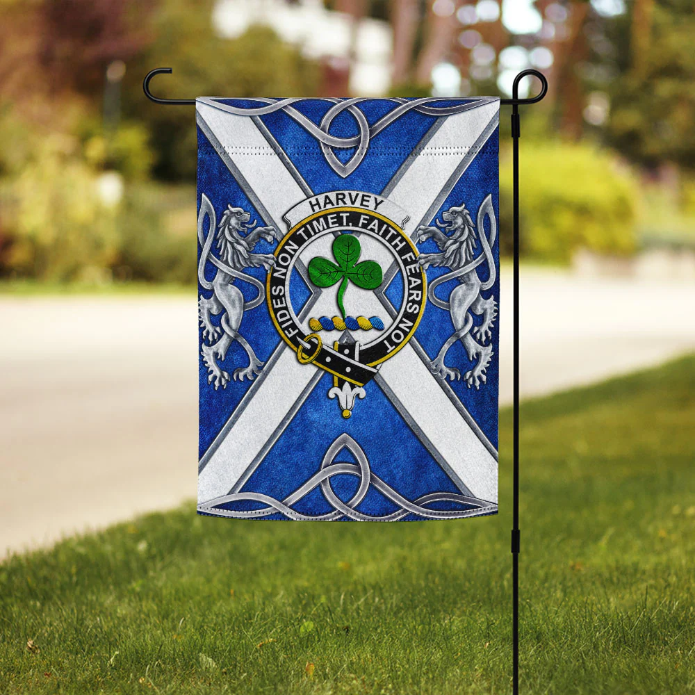 Scottish Harvey Clan Badge Garden Flag Silver Rampant Lion Emblem - Image 3