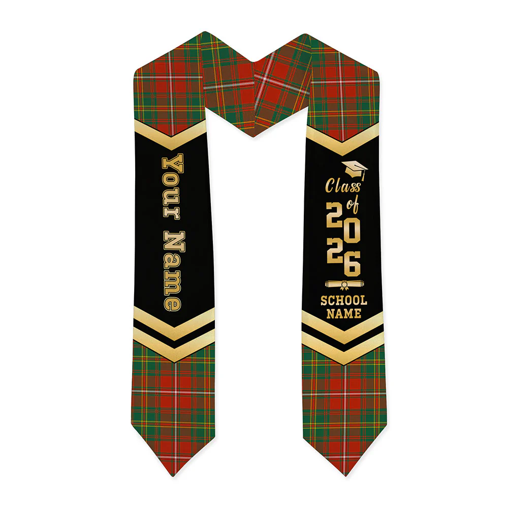 Scottish Hay Ancient Clan Badge Tartan Graduation Stole Black Gold Honor - Image 3