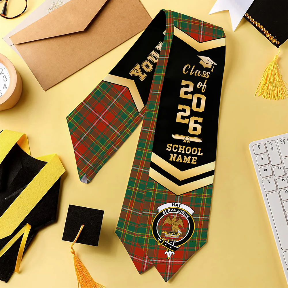 Scottish Hay Ancient Clan Badge Tartan Graduation Stole Black Gold Honor - Image 4