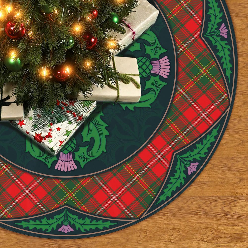 Scottish Hay Modern Tartan Christmas Tree Skirt Old Scottish Thistle Flower - Image 2
