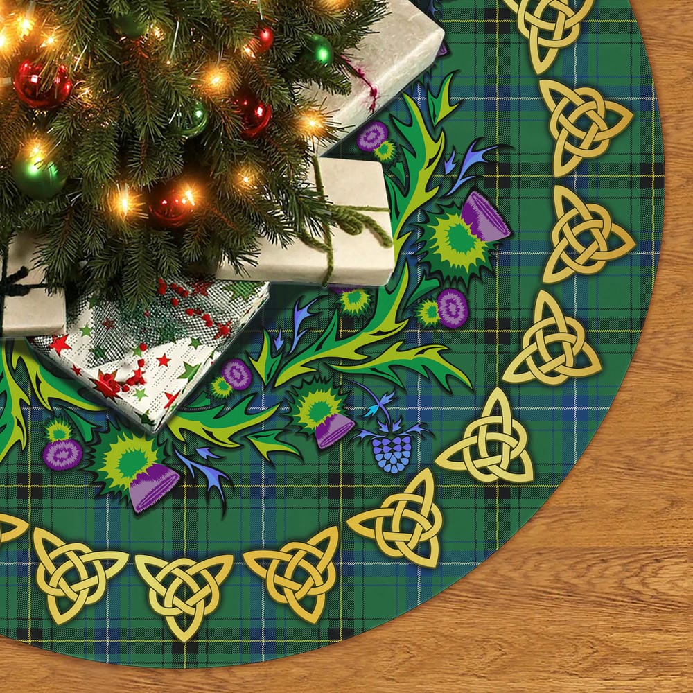 Scottish Henderson Ancient Tartan Thistle Celtic Knot Christmas Tree Skirt - Image 2