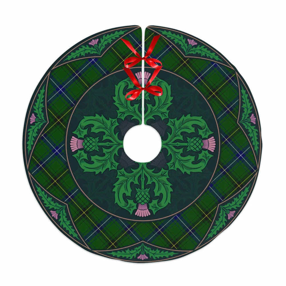 Scottish Henderson Modern Tartan Christmas Tree Skirt Old Scottish Thistle Flower
