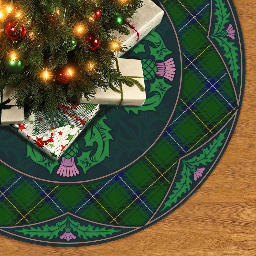 Scottish Henderson Modern Tartan Christmas Tree Skirt Old Scottish Thistle Flower - Image 2