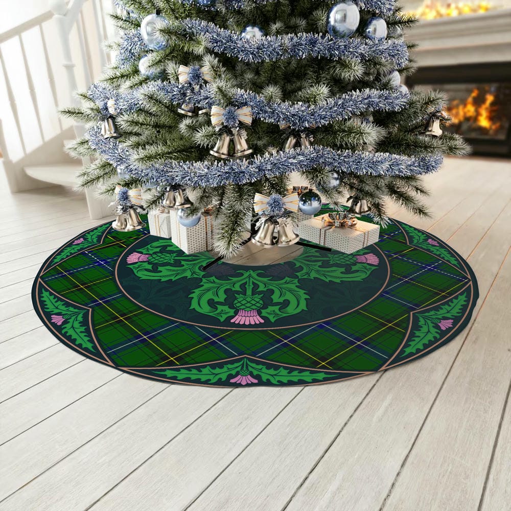 Scottish Henderson Modern Tartan Christmas Tree Skirt Old Scottish Thistle Flower - Image 3