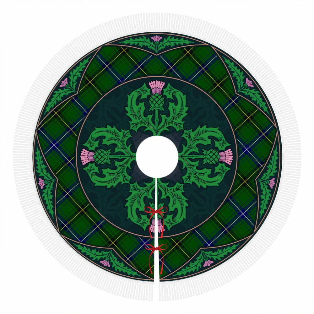 Scottish Henderson Modern Tartan Christmas Tree Skirt Old Scottish Thistle Flower - Image 4