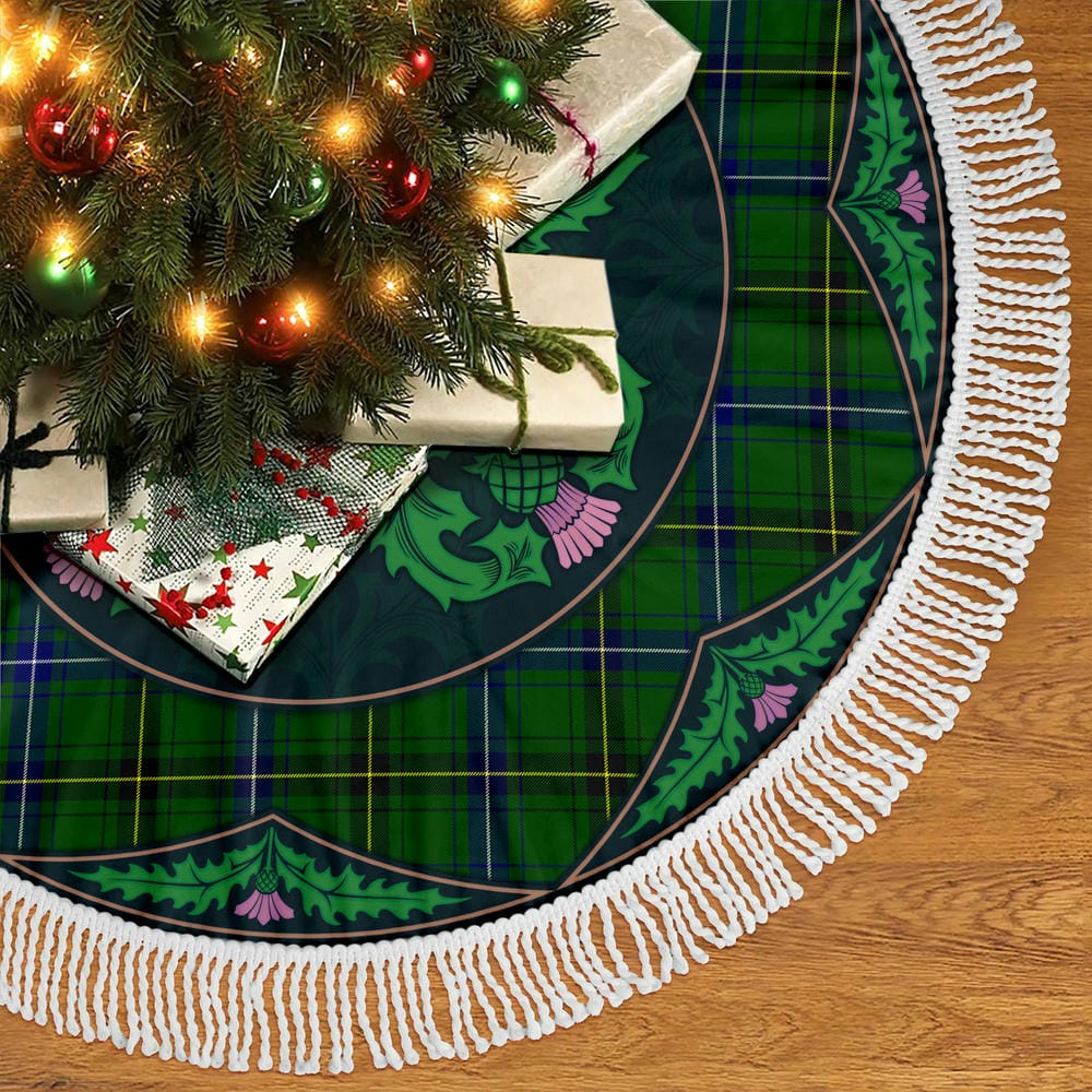 Scottish Henderson Modern Tartan Christmas Tree Skirt Old Scottish Thistle Flower - Image 5
