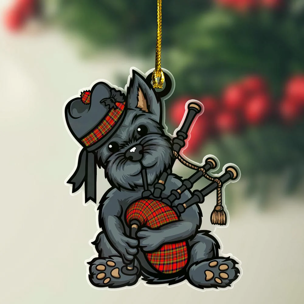 Scottish Hepburn Tartan Ornament Scottish Terrier Plays The Bagpipes