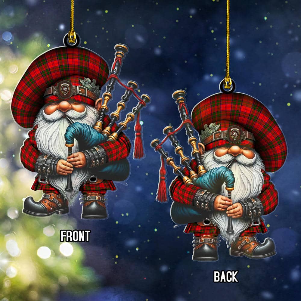 Scottish Heron Clan Badge Tartan Bagpiper Gnome Ornament - Image 2