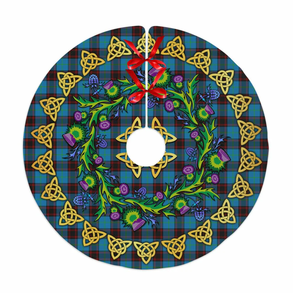 Scottish Home Ancient Tartan Thistle Celtic Knot Christmas Tree Skirt
