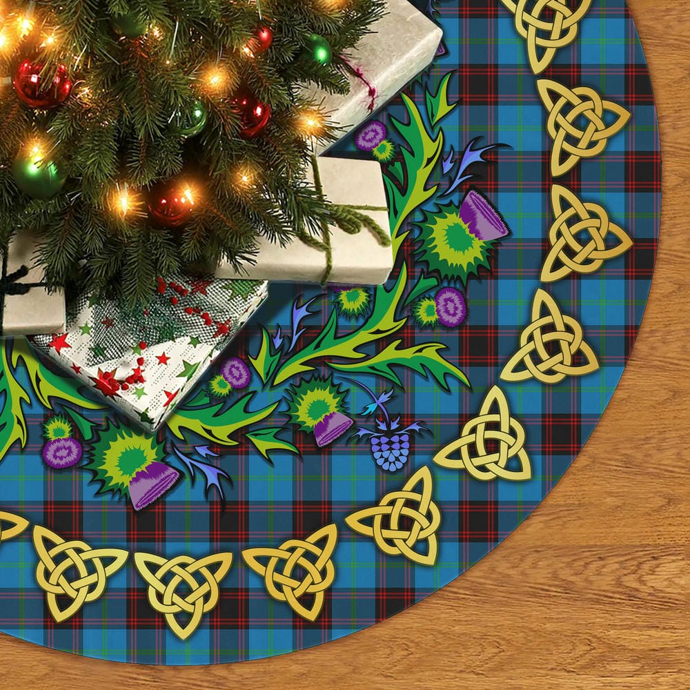 Scottish Home Ancient Tartan Thistle Celtic Knot Christmas Tree Skirt - Image 2
