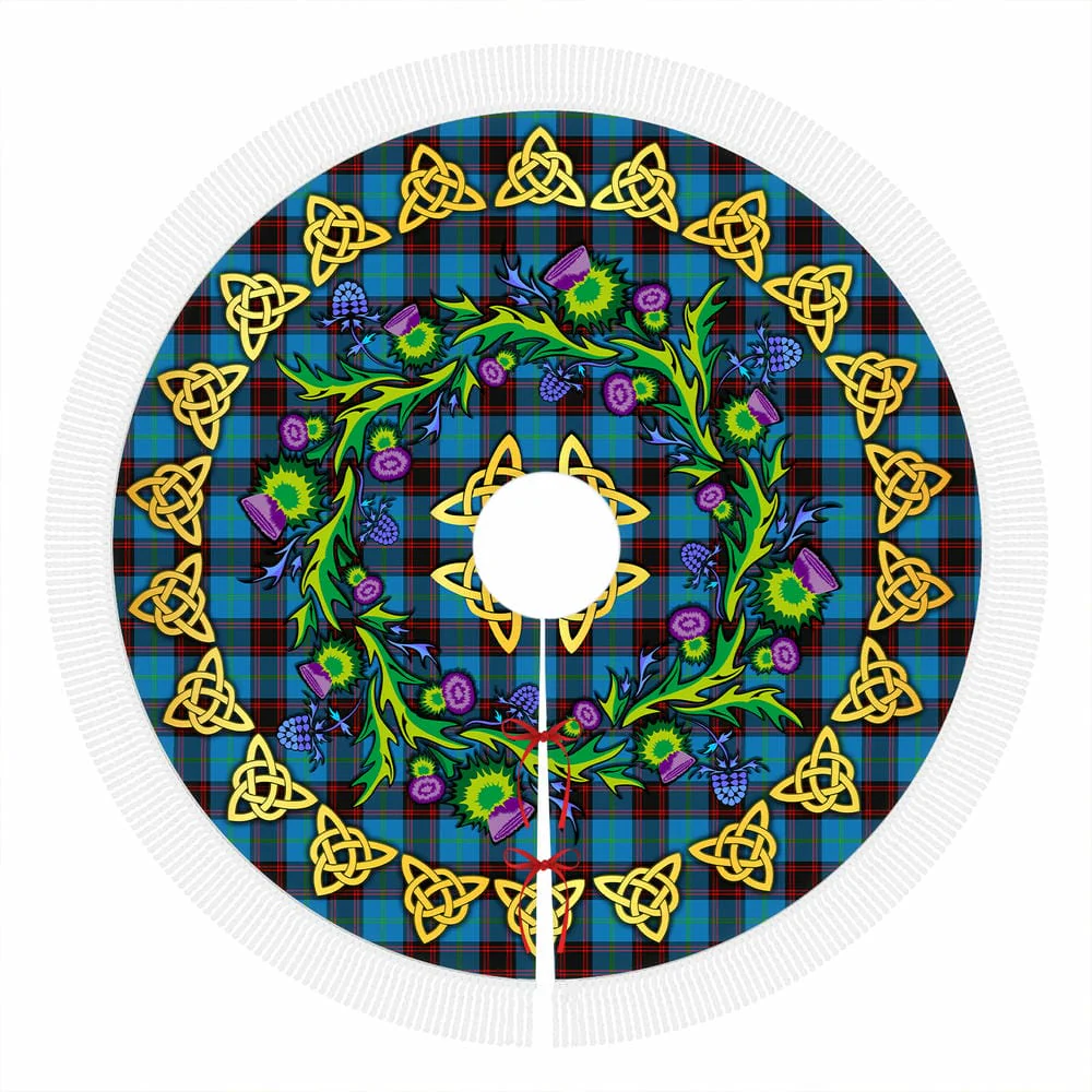 Scottish Home Ancient Tartan Thistle Celtic Knot Christmas Tree Skirt - Image 4