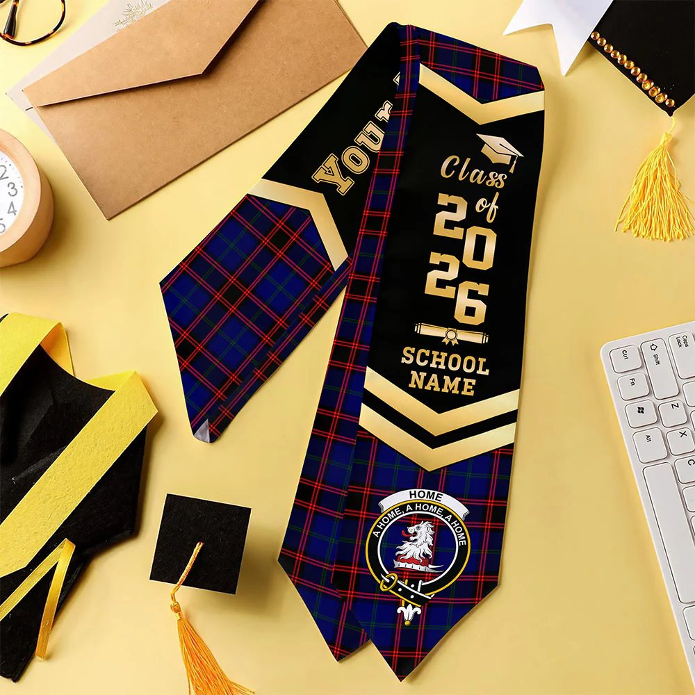 Scottish Home Modern Clan Badge Tartan Graduation Stole Black Gold Honor - Image 4