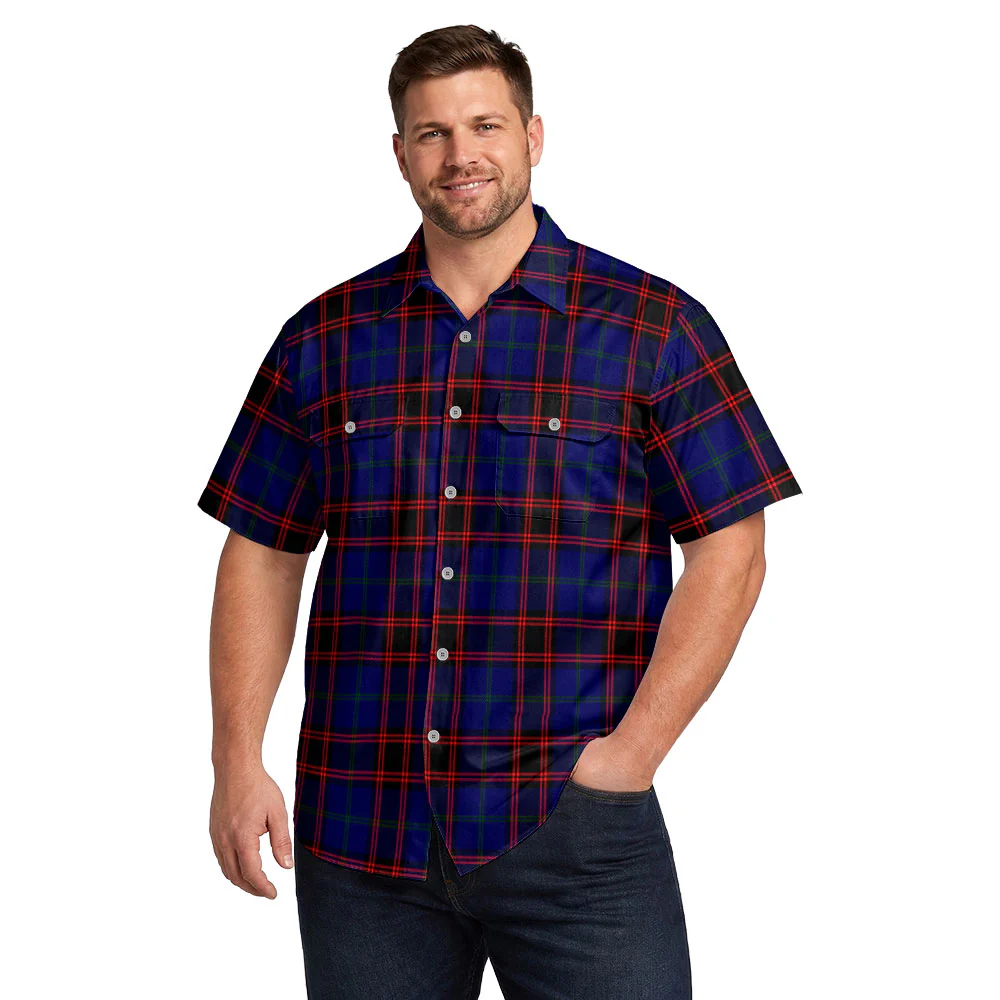 Scottish Home Modern Clan Badge Tartan Short Sleeve Work Shirt - Image 4