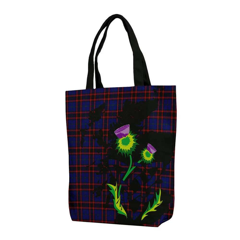 Scottish Home Modern Tartan Canvas Bag With Shoulder Strap With Thistle