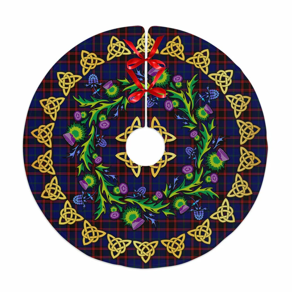 Scottish Home Modern Tartan Thistle Celtic Knot Christmas Tree Skirt