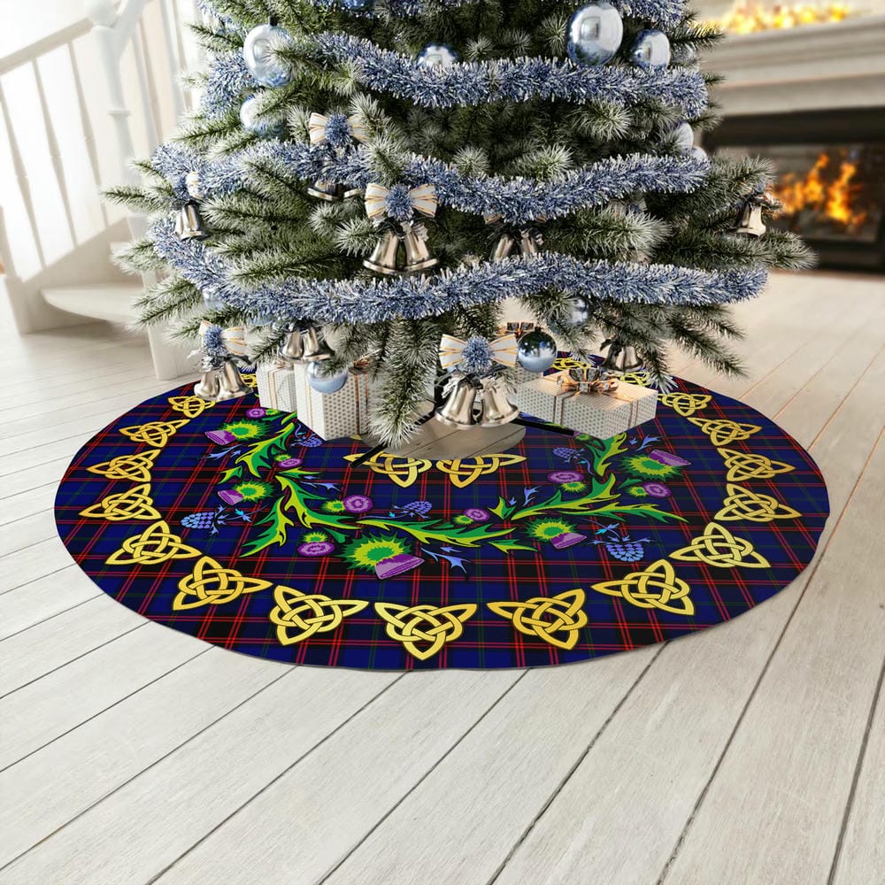 Scottish Home Modern Tartan Thistle Celtic Knot Christmas Tree Skirt - Image 3