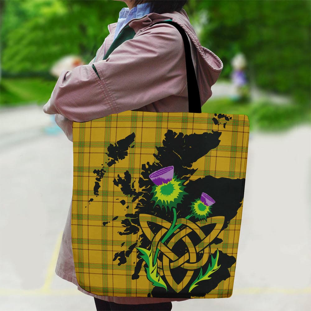 Scottish Houston Tartan Canvas Bag With Shoulder Strap With Thistle - Image 2