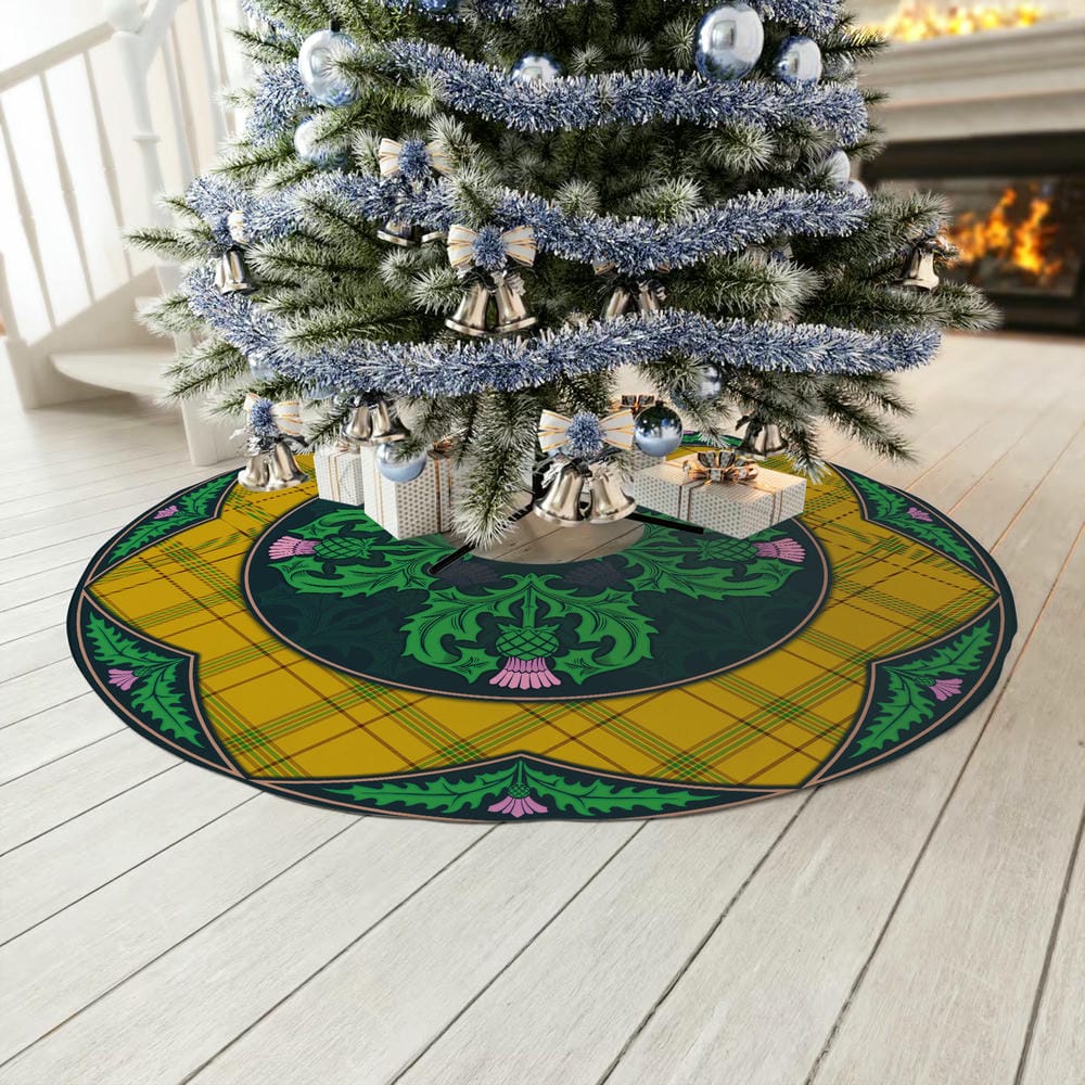Scottish Houston Tartan Christmas Tree Skirt Old Scottish Thistle Flower - Image 3